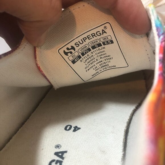 SUPERGA Rainbow Sneakers Unisex Size M7.5/W9 Red Multicolor Tie Dye  S11GJW - Picture 8 of 12